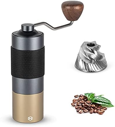 Manual Coffee Grinder - HEIHOX Hand Coffee Grinder with Adjustable Conical Stainless Steel Burr Mill, Capacity 30g Portable Mill Faster Grinding Efficiency Espresso to Coarse for Office, Home, Camping