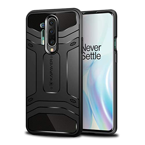 KAPAVER® Rugged Back Cover Case For OnePlus 8 Pro/One plus 8 Pro MIL-STD 810G Officially Drop Tested Solid Black Shock Proof Slim Armor Patent Design (Rugged Black)