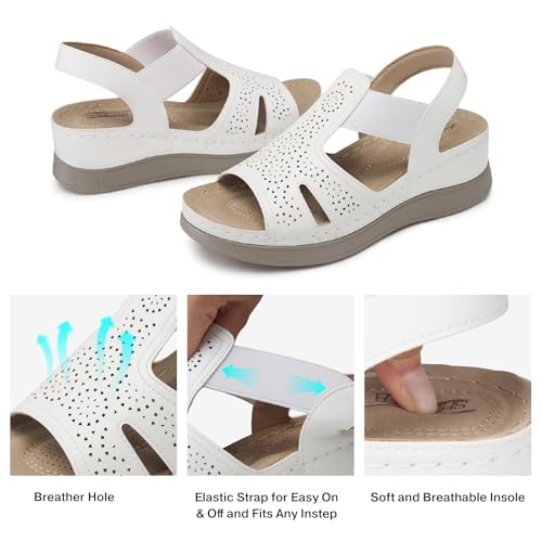 Image of SHIBEVER Wedge Sandals Women Comfortable: Sandals for Women 2026 Dressy Summer Ankle Strap Open Toe Low Heel Platform Wedges Shoes