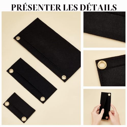 WADORN 3pcs Organisateur D'Insertion de Feutre de Sac à Main, Poche de Séparation de Sac à Main à L'Intérieur du Sac Fourre-Tout Insert Organisateur Conversion Doublure en Feutre avec Œillet – vue 6