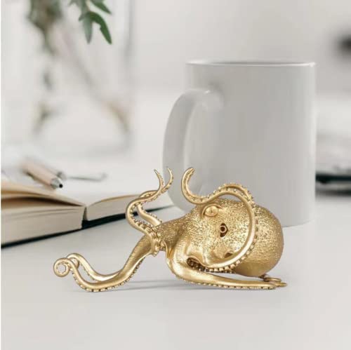 Estatua decorativa de pulpo de metal para escritorio miniatura 5