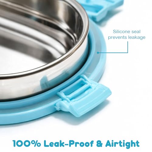 Image of Stainless Steel Lunch Box Set of 2 with Airtight Leak Proof Lid,Food Storage Containers with Silicone Vent Plug,Durable Lunch Box & Small Tiffin Box for Kids School Office Travel Meal Prep Use