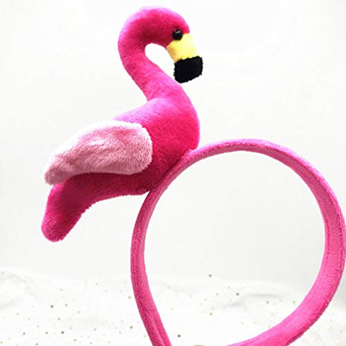 TOYANDONA 2pcs Flamingo Headband, Pink and Rose Red Hair Cute Flamingo Head Hair for Hawaii Party Supplies - Image 3
