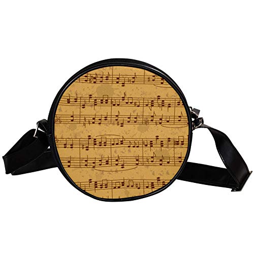 Bennigiry Vintage Music Stave Note - Bolso bandolera redondo para adolescentes y mujeres