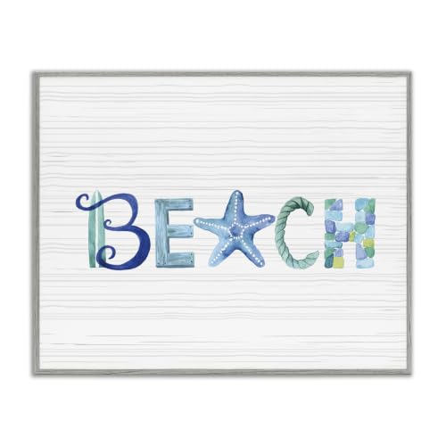 Beach Letters Nautical Sea Life Rope, 11 x 14 Inch Framed Giclée Print
