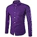 Ymosrh Men's Button Down Shirts Long Sleeve - Casual Solid Up Fall Wedding Dress Shirts Men Casual Collar Shirt Clothes for Man Camisa Blanca Hombre (XXL - Purple)