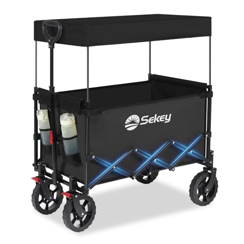 Sekey XXL Handkar opvouwbaar, 150L 150KG, met dak (zwart)