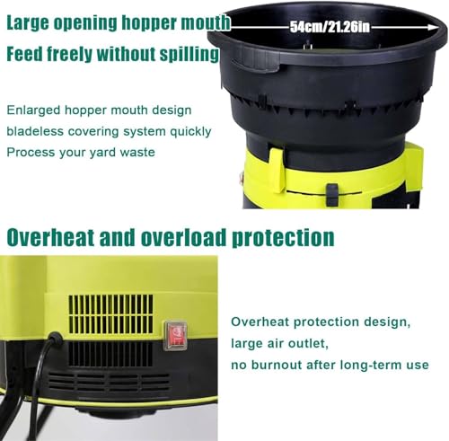 2500W Electric Leaf Mulcher/Shredder, Garden Compost Shredder, 8000RPM Electric Chipper With Wheels And Storage Bag, For Yard Cleanup, Garden Leaves,Powercord×40M - 6