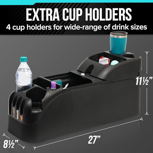 Moblorg Center Console for Minivans, SUVs, Middle Van Console, Extra Cup Holders, Large Storage, 27"L x 11.5"W x 8.5"H,Made in USA (Black) by Moblorg - Image 3