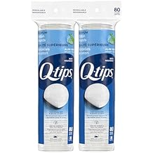 Q-tips Beauty Premium Cotton Rounds 80 Count 2-Pack Hypoallergenic Makeup Remover Pads, Beauty & Personal Care Essentials