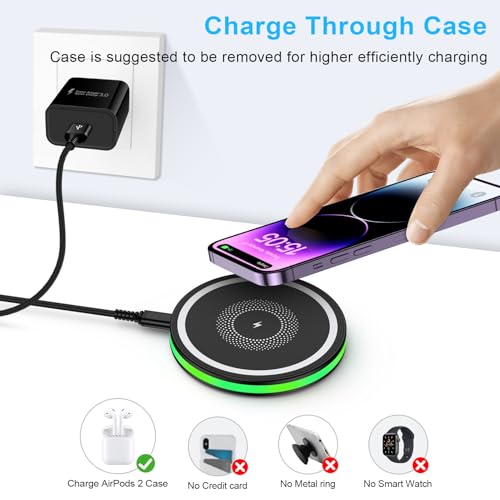 Wireless Charger for Samsung Android Fast Wireless Phone Charger Charging Pad Wireless Fast Charger for Samsung Galaxy S25 Ultra S25 Plus S25 S24 S23 S22 S21 S20 S10,iPhone 16 Pro Max Plus 15 14 13 12