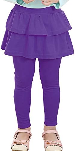 RieKet Girls Leggings with Skirt Warm Kids Leggings Tutu Pants 2-14 Years Purple 7-8 Years