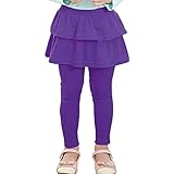 RieKet Girls School Uniform Pants Warm Stretchy Athletic Leggings with Skirt 2-14 Years Purple 11-12 Years