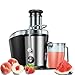 Centrifuga per Frutta e Verdura, 800W Estrattore di Succo a Freddo a 2 Velocità con 75MM Bocca Larga, Facile da Pulire con Funzione Antigoccia, Ricettario Incluso, Acciaio Inossidabile