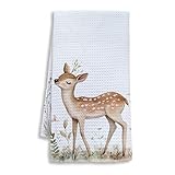 Shrago Deer Gifts Kitchen Towels, Deer Gifts for Women Dish Tea Towels for Kitchen, Cute Wild Animal Botanical Decorative Hand Towel for Kids Bathroom Decor, 16x24 Inch
