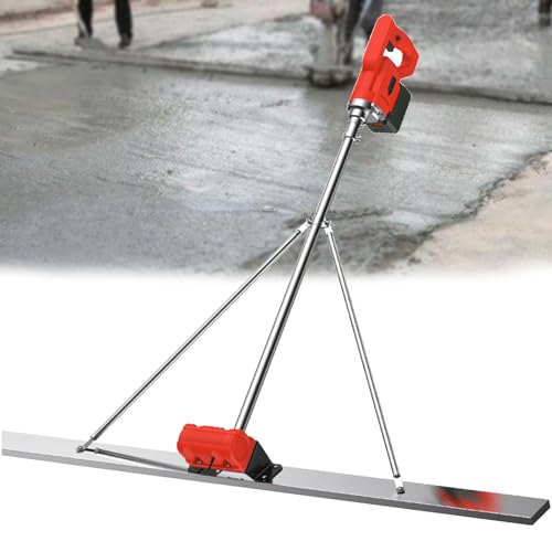 Grattoir électrique à béton, outil de finition du béton avec planche en acier inoxydable de 150 cm, moteur de vibration de finition de ciment 6000 R/Min, règle électrique sans fil 6000 Ma, batterie