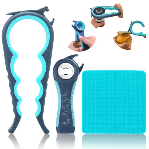 Jar Opener for Weak Hands, 5 in 1 Bottle Opener for Seniors with arthritis