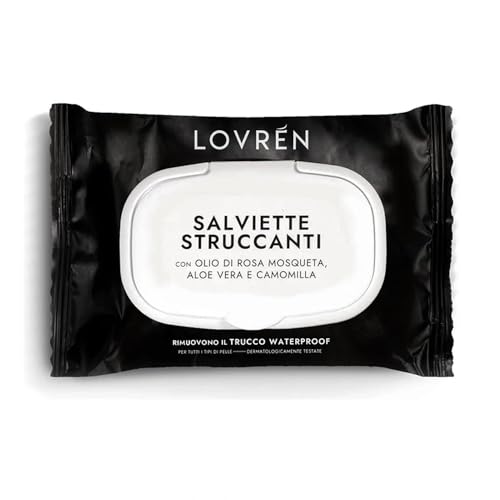 Lovrén Make Up - Salviettine Struccanti per Trucco Waterproof, 20 salviette