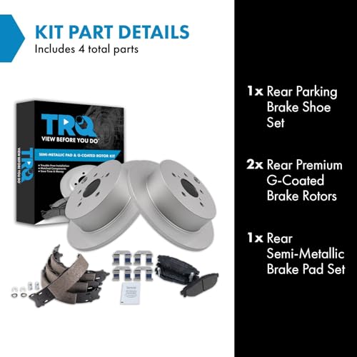 Image of TRQ Rear Brake Pad and Rotor Set Semi Metallic G Coated Rotors Compatible with 2014-2018 Subaru Forester 2012-2018 Impreza 2013-2015 XV Crosstrek 2017-2018 Crosstrek