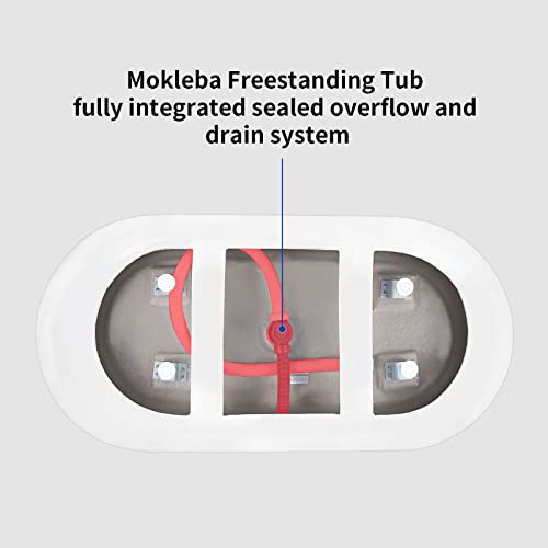Mokleba 67" Acrylic Freestanding Bathtub, Elegant Oval Free Standing Tub, Soaking Tub With Integrated Slotted Overflow, Toe-Tap Chrome Drain, Cupc Certified, Glossy White #TOP5