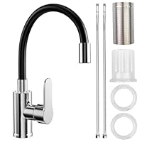 Ghazpmuk Wasserhahn Küche mit Flexibler Auslauf, Wasserhahn Küche Schwarz, Spültischarmatur 360° Drehbar, Küchenarmatur Schwarz mit Wasserspar Aerator, Biegsamer Wasserhahn für Die Küche