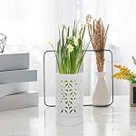4 Inch Ceramic Orchid Pot with Saucer, Breathable Planter with Drainage Holes, White