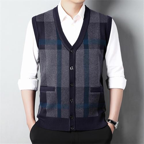 Mens Cable Knit Sweater Vests Casual Shawl Collar Button Down Jersey Knit Vest V-Neck Sleeveless Cardigan Sweater3