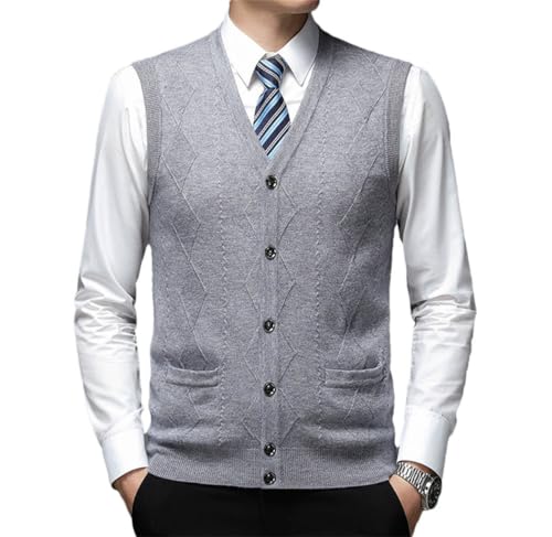 Men's Wool Knit Vest Sleeveless Sweater Casual V-Neck Pullover Solid Warm Knitwear Business Slim Fit Cardigan