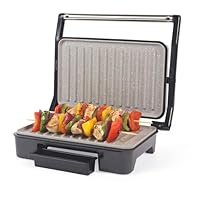 Salter Marblestone Electric Grill – Health Grill, 750W, Non-Stick Hot Plate, Griddle for Toastie, Panini, BBQ, Healthy Oil-Free Cooking, Steak, Drip Tray, Easy Clean, Cool Touch Handle, Automatic Temp