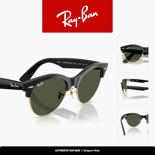 Ray-Ban Clubmaster Way Sunglasses for Men for Women, Black on Gold/Green - image 6