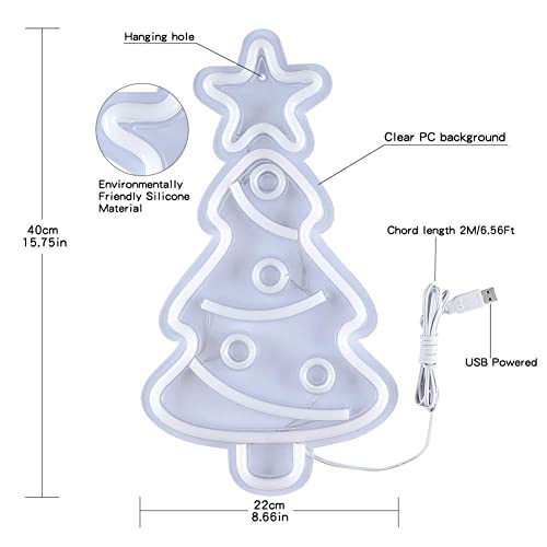 USB Powered LED Christmas Tree Neon Sign, 3D Xmas Tree Shape for Home Garden, Party Decorations, Colorful, 42*22*2cm - Image 2