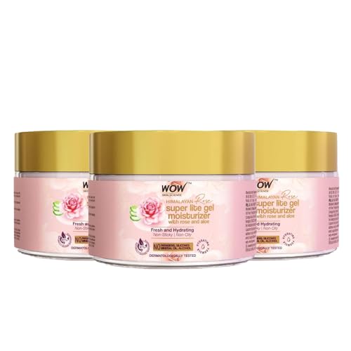 Image of WOW Skin Science Super Light Rose Aloe Gel Moisturizer|Instant Hydration|Non-Sticky & Oil-Free|Quick Absorbing|Suitable for all Skin Types|50 ml|Pack of 3