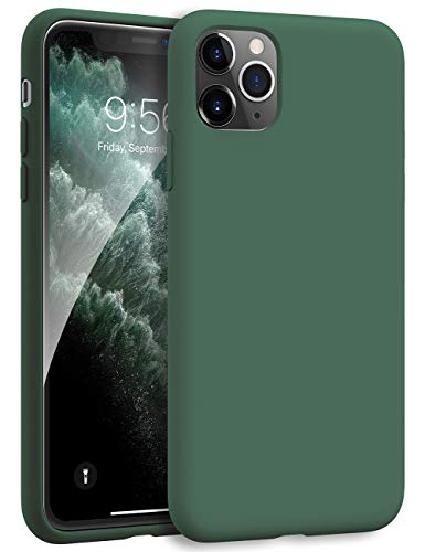 MXX iPhone 11 Pro Max Case Soft Liquid Silicone Gel Rubber Bumper Cover Anti-Scratch Microfiber Lining Hard Shell, Drop Shockproof Full-Body Protective Compatible with 11 Pro Max 6.5 inch (Pine Green)