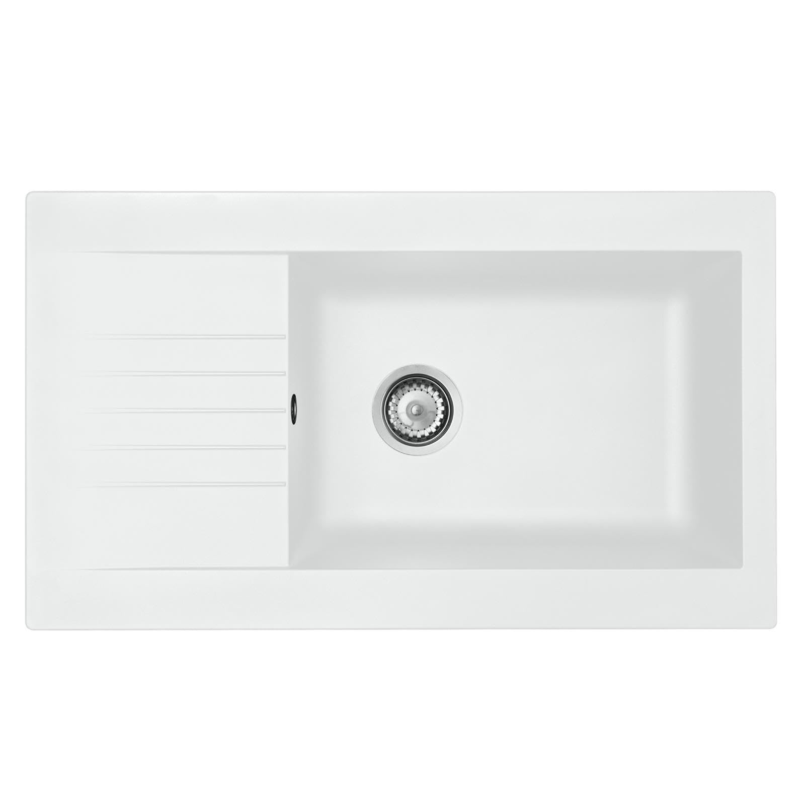 Liquida White Kav860wh 1.0 Bowl Composite Reversible Kitchen Sink And Waste Kit