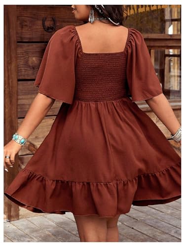 Image of Verdusa Women's Plus Size Western Boho Floral Dress Cowgirl Country Concert Vacation Outfits Flowy Summer Dresses