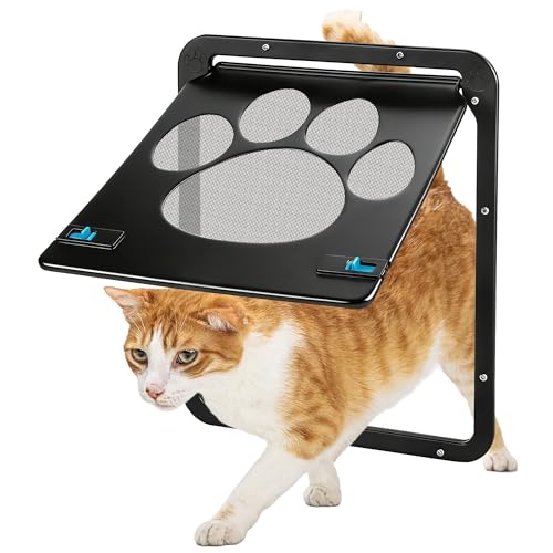 Haustierklappe Fliegengitter, Kleine Katzenklappe Fliegengitter, Haustiertüren für Schiebetüren Fenstertür für Katzen/Hunde, Schwarz