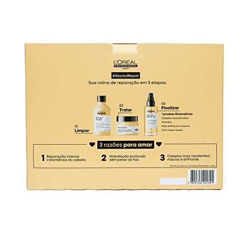 Kit L´Oréal Professionnel Absolut Repair Trio: Shampoo 300ml + Máscara Capilar 250ml + Óleo Reparado