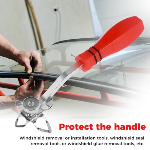 Image of Windshield Locking Strip Tool Car Windscreen Removal & Installation Tools Steel & Plastic Windshield Seal Strip Remover Windshield Glue Removal Tool Car Repair Accessories(Gules)