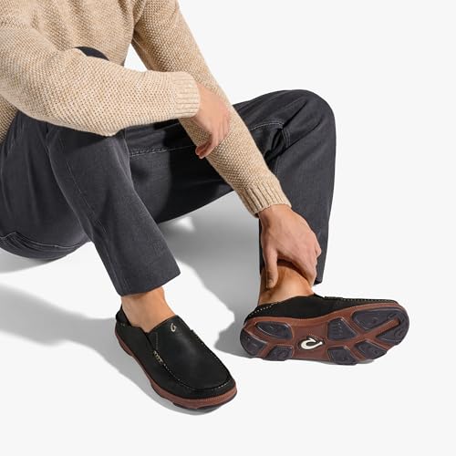 Image of OLUKAI Moloa Men's Premium Leather Shoes, Easy Slip On & Off Design, Casual & Versatile Loafer, Drop-in Heel & Enhanced Traction