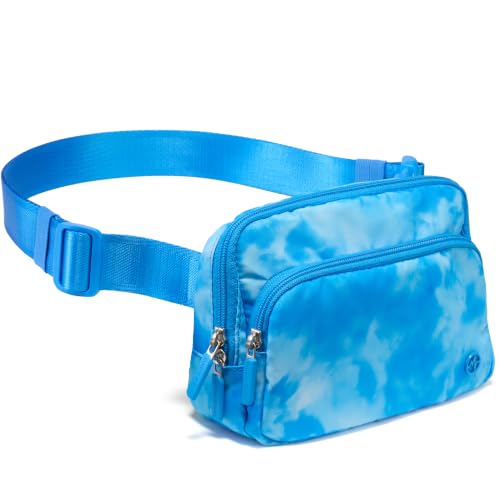 Image of Pander Nylon Crossbody Belt Bag with Excess Strap Keepers, 6-Pocket Adjustable Sling Fanny Pack for Travel and Everyday Carry, Cloud Blue