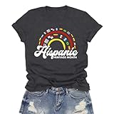LuxLass Women's Hispanic Heritage Month Shirt Latin American Rainbow T-Shirts Latino Countries Flags Tee Tops