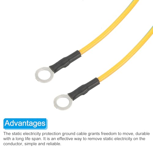 Image of MECCANIXITY ESD Grounding Cable Cord 18cm /7.09 Inch Long,Anti-Static Ground Wire Cable for Eliminate Conductor Electrostatic, Pack of 3(Yellow,Green)