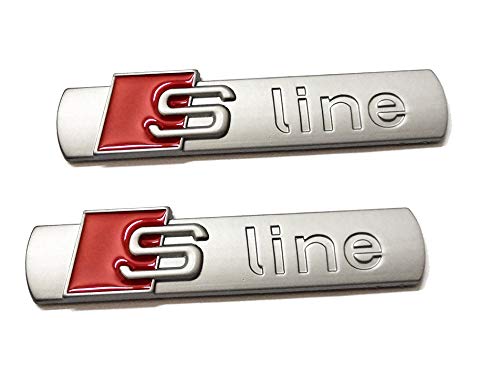 Zcardon 2pcs Sline Emblems, S Line Quattro Supercharged Alloy Emblem 3D Badge Blade Side Fender Sticker Replacement for Series A4 A6 A8 Q5 Q7 Tt Logo Silver