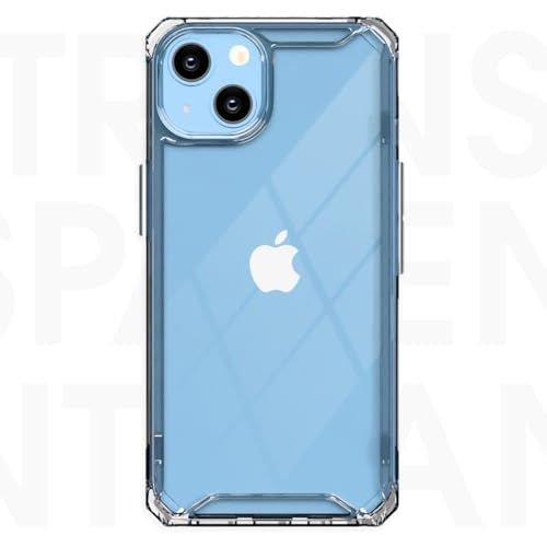 Image of Pikkme Back Cover for iPhone 13 / iPhone 14 PC + TPU Transparent Hybrid Shock Absorption Bumper Case (Transparent)