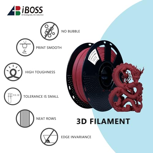 Image of iBOSS Matte PLA PRO Filament 1.75mm Dark Red 1KG, High Toughness 3D Printer Filament Upgraded PLA Plus Filament, PLA+ 3D Printer Filament Dimensional Accuracy + /- 0.02mm, Matte Dark Red 02