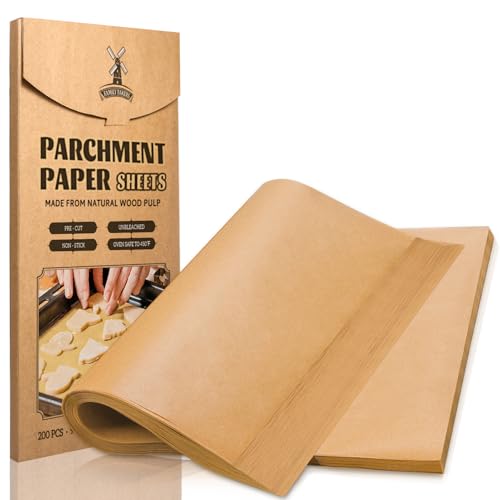 Hiware Unbleached Parchment Paper Baking Sheets Precut 9X13 In