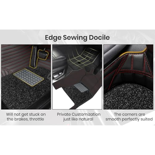 Image of Antiskid Premium 9D Car Mat Full Set for Vinfast VF 7 2026 | Luxury Leather Dual-Stitch Full Set 9D Car Floor Mat || 100% Waterproof ||Color: Black Red