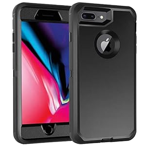 for iPhone 8 Plus Case iPhone 7 Plus Case with Screen Protector [Shockproof] [Dropproof] [Dust-Proof] 3 in 1 Heavy Duty Protection Phone Cover for Apple iPhone 8 Plus & 7 Plus 5.5″ Black