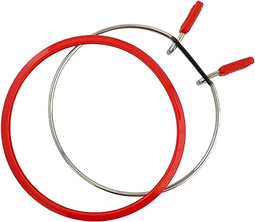 Image of Nurge Metal Embroidery Hoops - Premium Spring Tension Embroidery Hoop for Cross Stitch - Durable Ring with Quick Release Safety Clip - Ideal for Crafters,Beginners & Professionals - Red - Medium