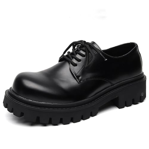 Men's Classic Formal Round Toe Thick Sole Platform Derby Shoes Comfortable Non-slip Business Formal Casual Suit Sh